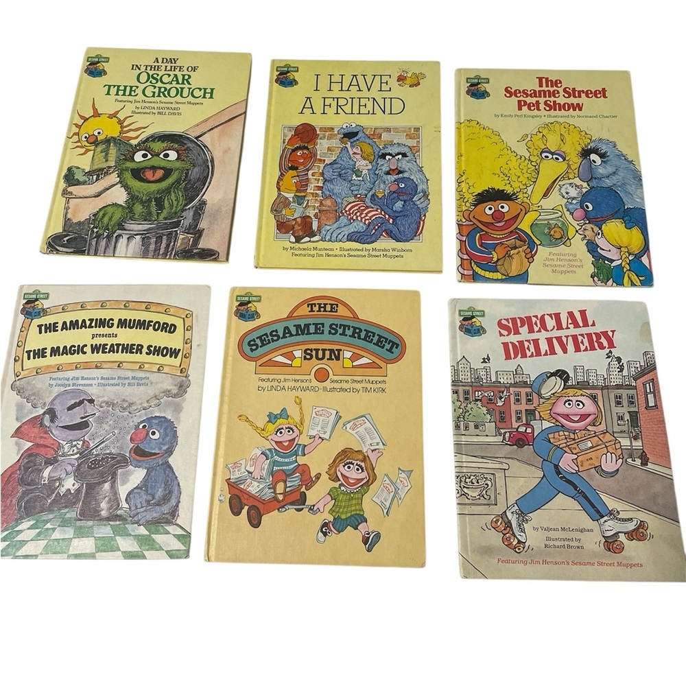 Set of 6 Vintage Sesame Street Children Hardcover Collection Books
